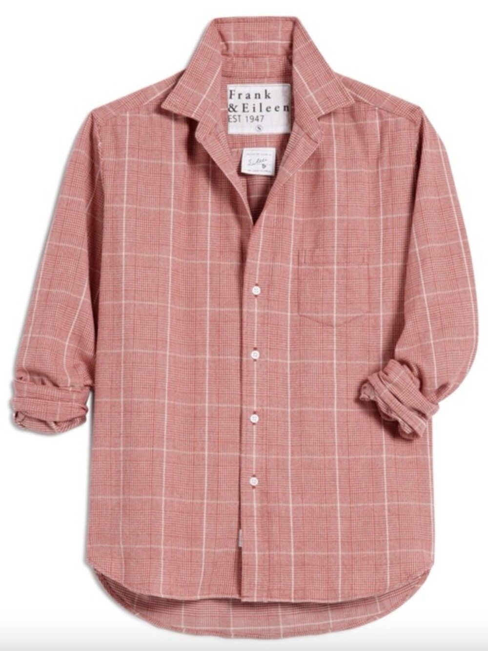 Frank & Eileen • Plaid Red White Grid Checker Relaxed Cotton Flannel Shirt • XXS